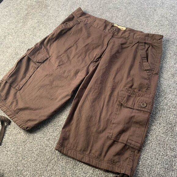 Ablanche Cargo Shorts Mens 38 Brown Y2K Baggy Fit Pockets 100% Cotton 12" Inseam - Picture 3 of 13